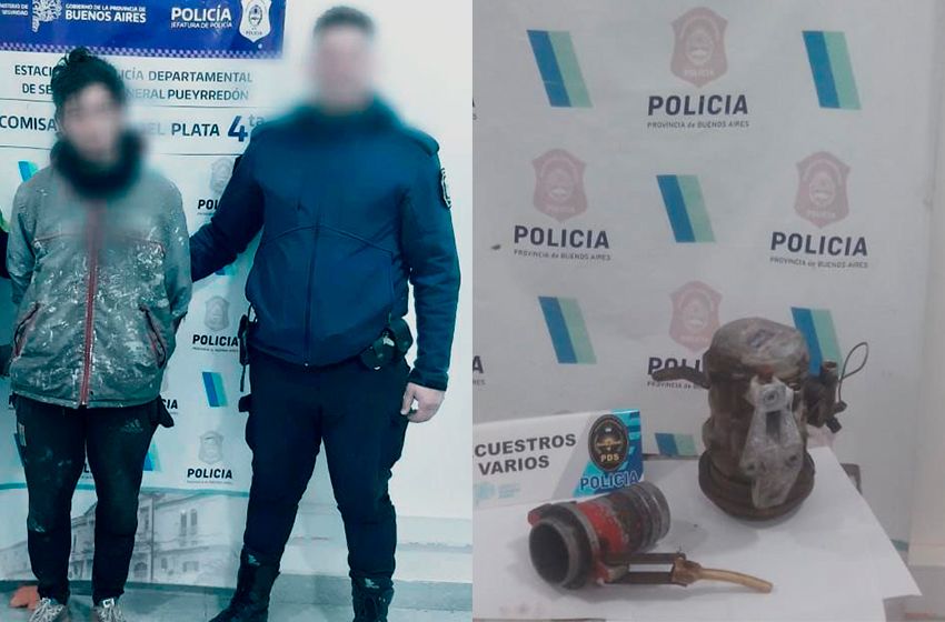 Lo atrapan con una bomba de agua en la mano