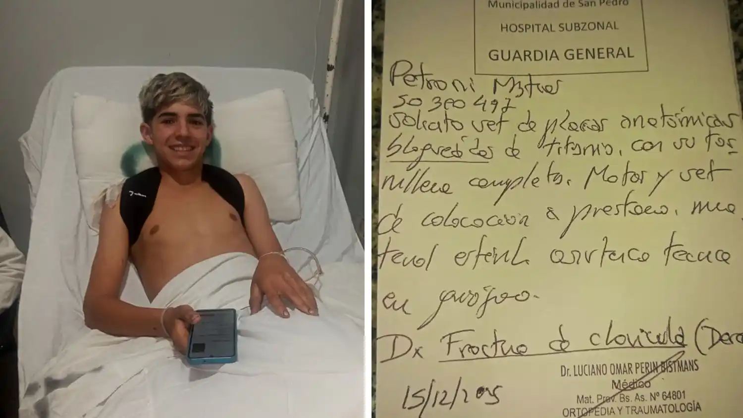 Franco permanece internado mientras aguarda la llegada de la prótesis para ser intervenido quirúrgicamente.