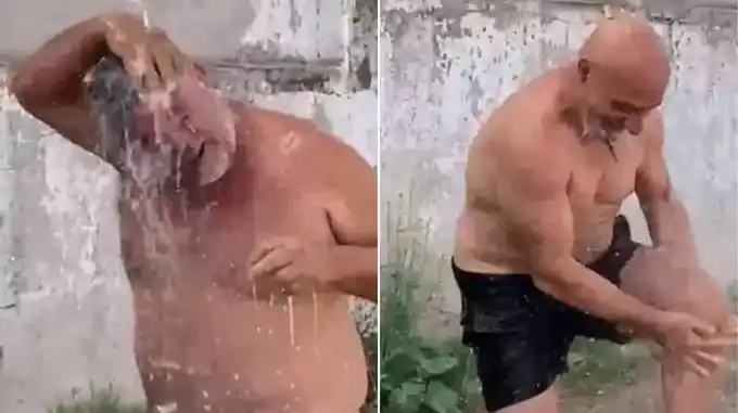 Insólita protesta en Berisso: vecinos se bañaron frente a una delegación municipal para reclamar por la falta de agua