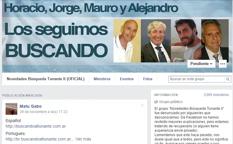 Tunante II: Nuevo grupo de Facebook para colaborar con la búsqueda