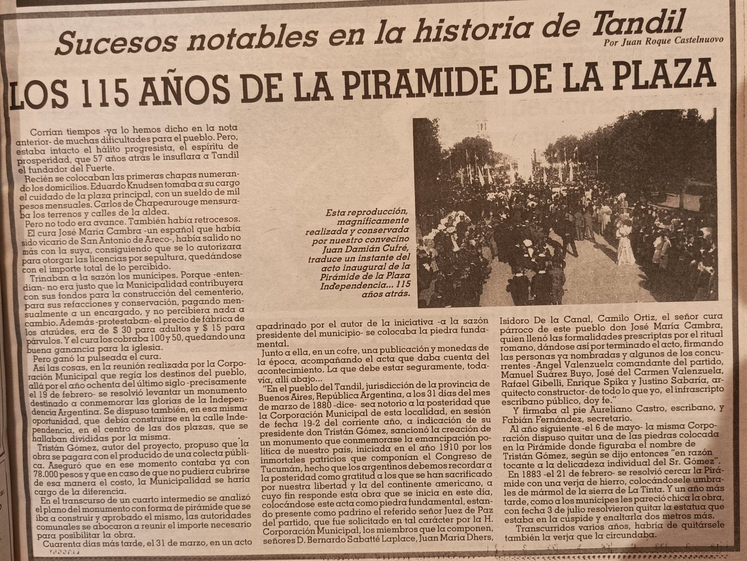 Los 115 años de la pirámide de la plaza