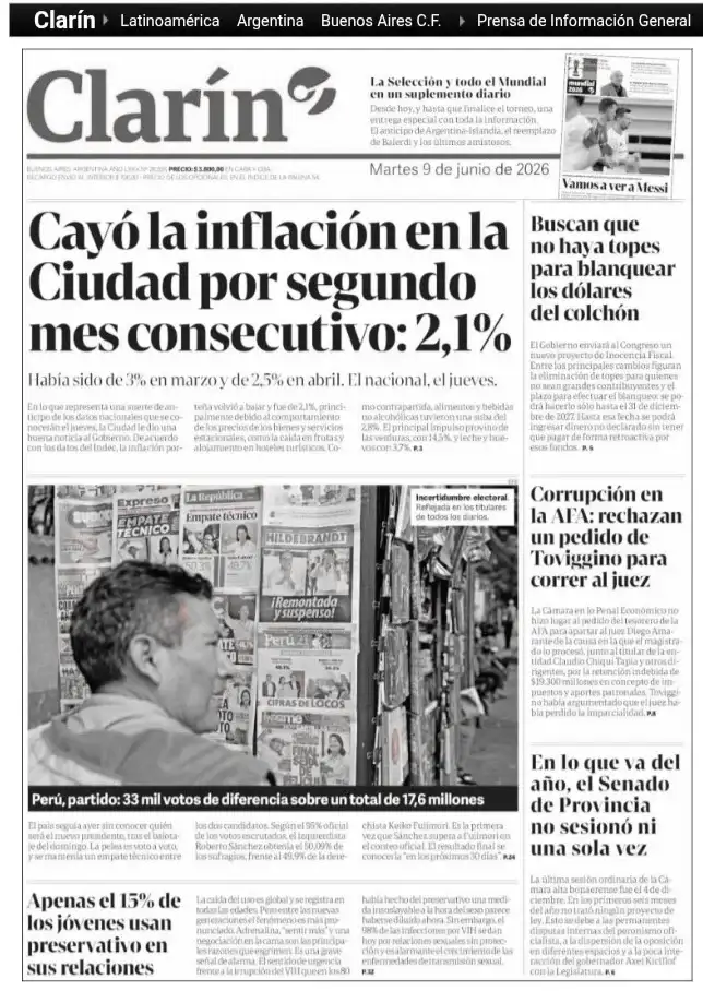 Tapa de Clarín del 9 de junio.
