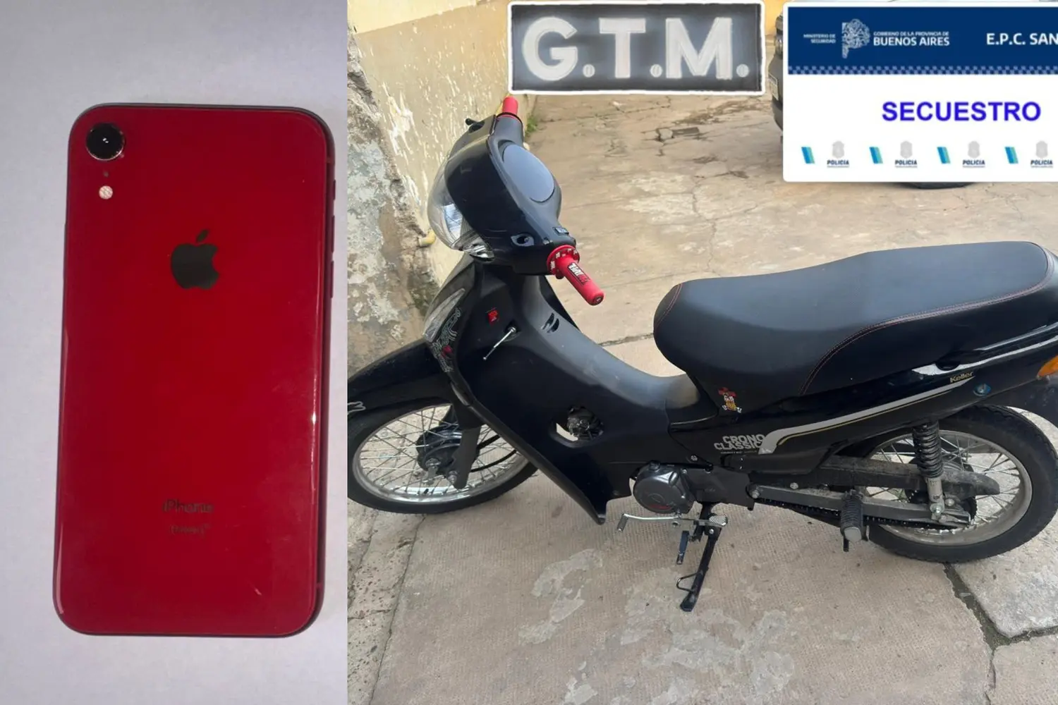 La moto en la que circulaban fue secuestrada y el iPhone restituido a su propietaria.