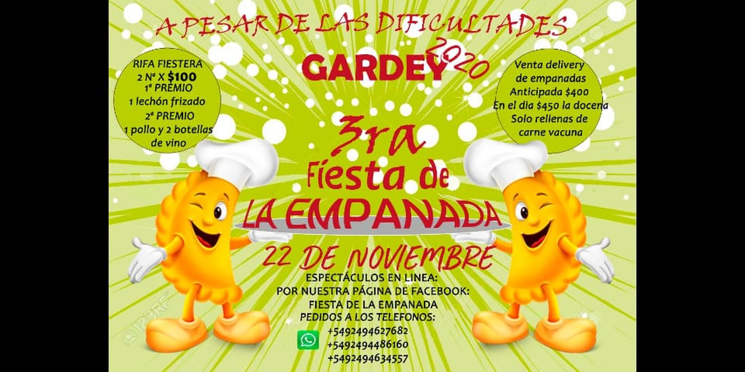 El domingo se realizará la Fiesta de la  Empanada Artesanal de forma virtual