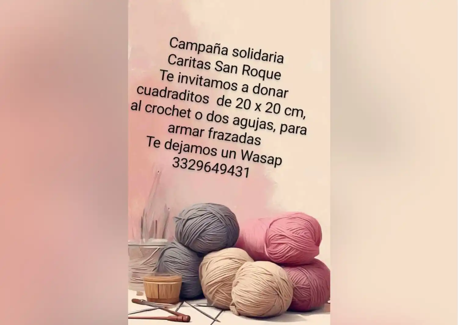 El grupo Caritas pide donaciones para tejer frazadas