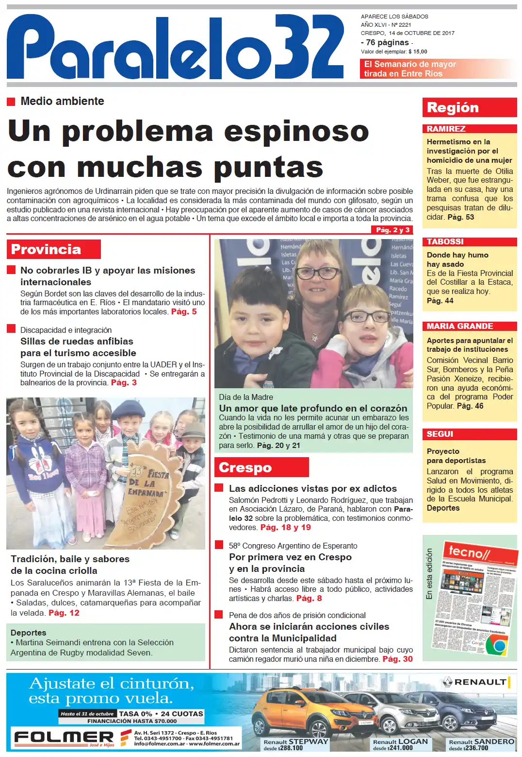 Tapa de Paralelo 32 edición Crespo