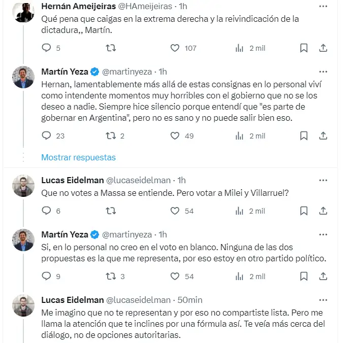 yeza vota a milei respuestas