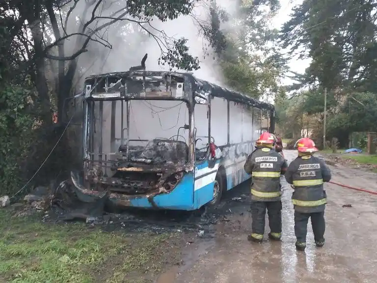 Susto en un barrio de Mar del Plata por el incendio de un colectivo escolar