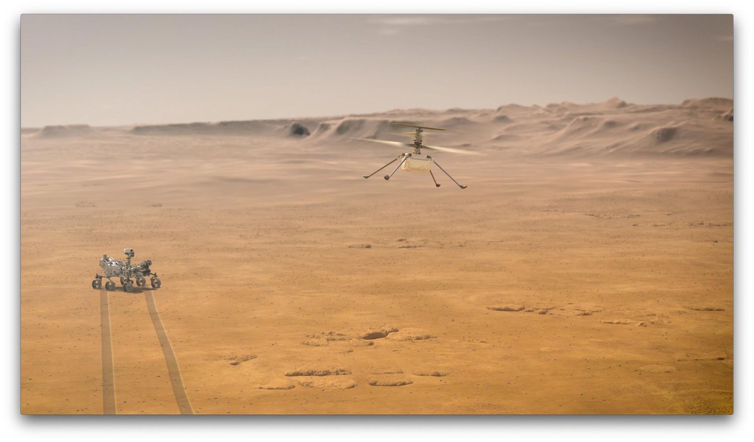 El helicóptero Mars Ingenuity de la NASA completó con éxito el primer vuelo controlado y con motor en otro planeta