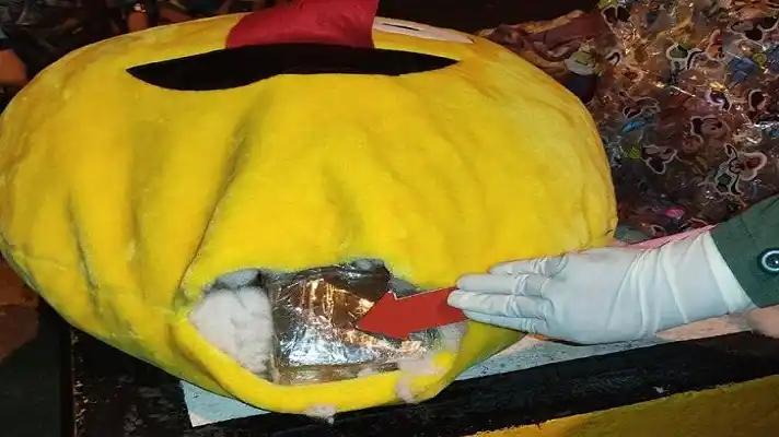 Querían pasar drogas en un muñeco de peluche y los detuvieron