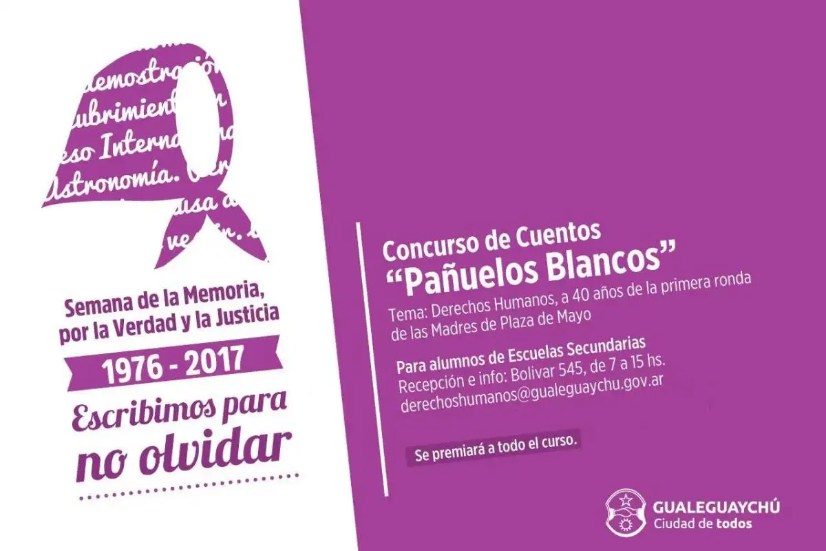 Concurso Pañuelos Blancos:  cuentos y dibujos sobre los DDHH