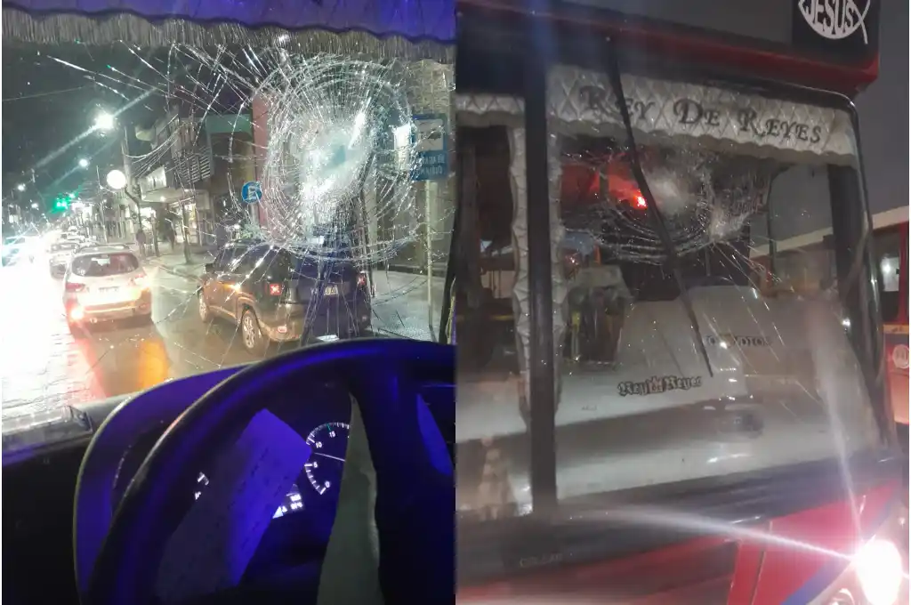 Con el ladrillazo rompió el vidrio del parabrisas hiriendo al chofer en el ojo.