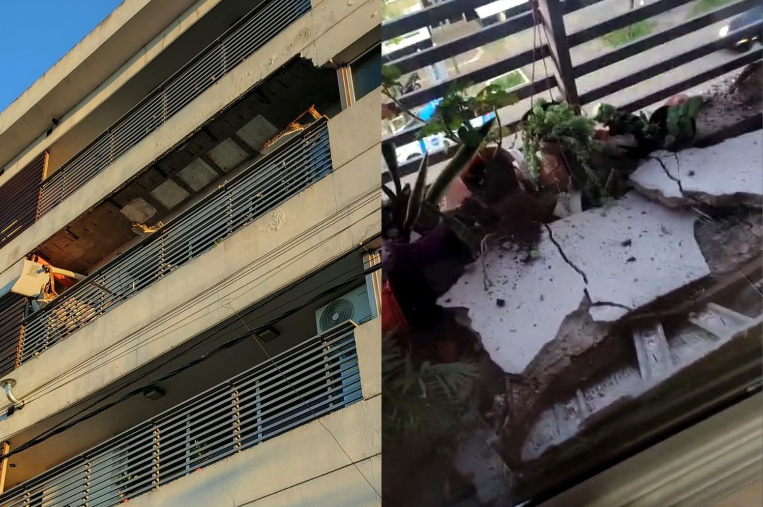 Pudo ser una tragedia: se desmoronó el cielorraso de un balcón de un tercer piso
