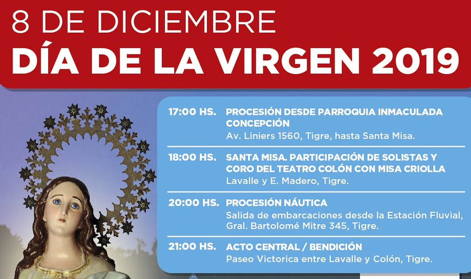 Tigre se prepara para los festejos por el 70° aniversario del Día de la Virgen