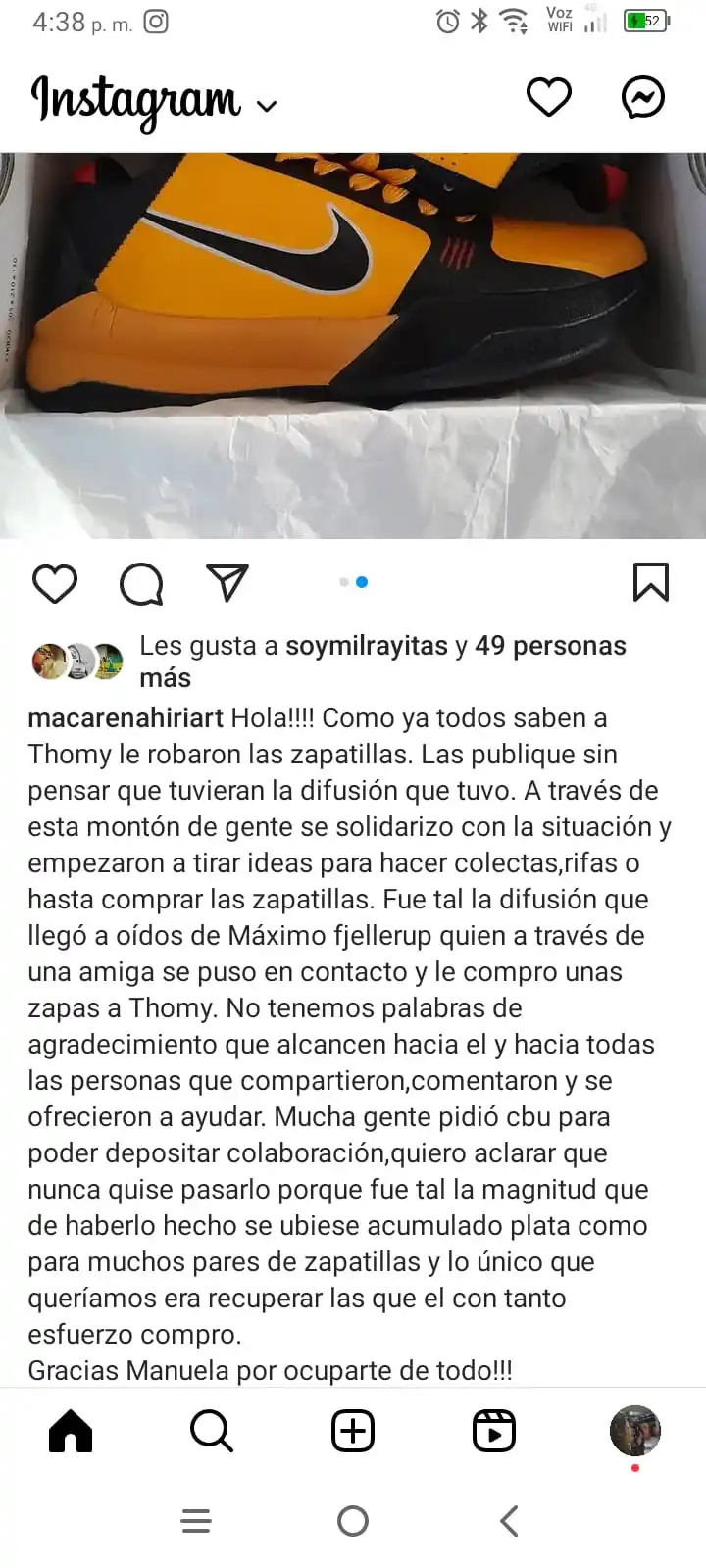 Thomas tiene zapas nuevas: se las regaló Maxi Fjellerup
