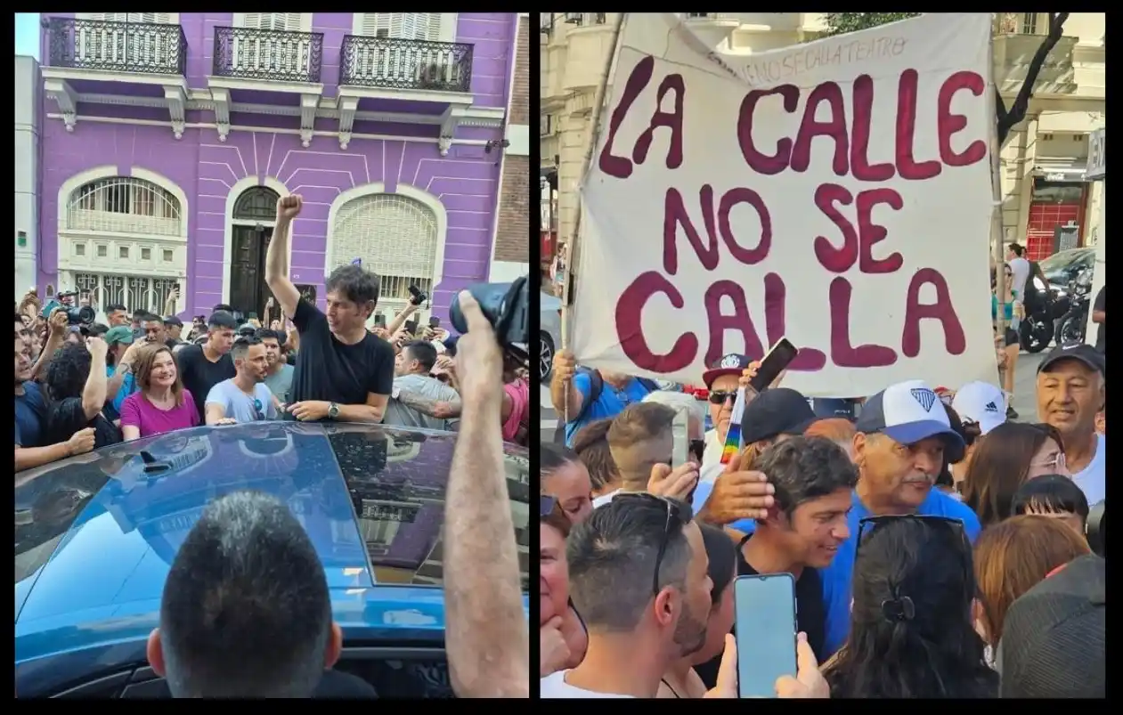 Axel Kicillof y Estela Díaz en la Marcha del 1F.
