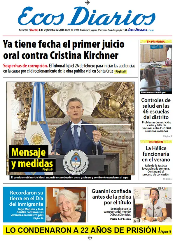 Tapa del 4 de septiembre de 2018