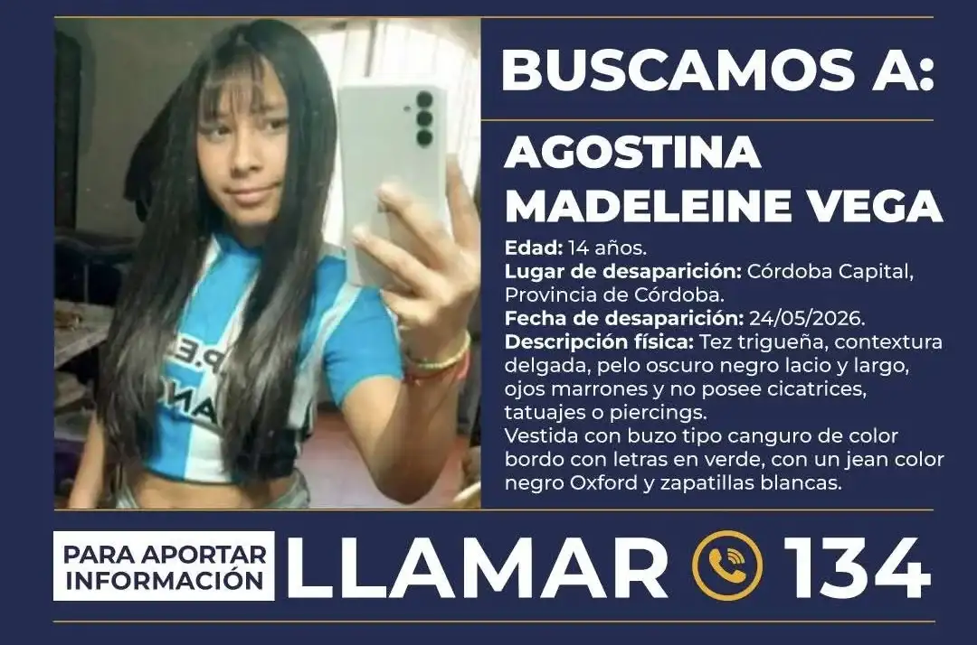 Se activó la Alerta Sofía para tratar de encontrar a Agostina Vega.
