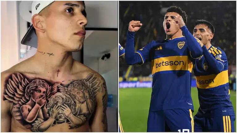 Leonel Flores sorprendió con un enorme tatuaje en el pecho y se volvió viral entre los hinchas de Boca