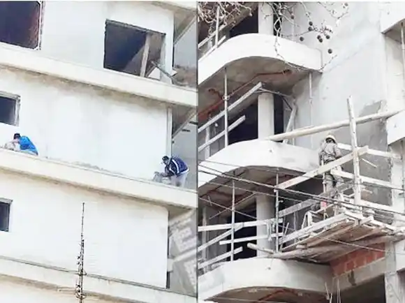 Denuncian que trabajadores de la construcción trabajan sin protección