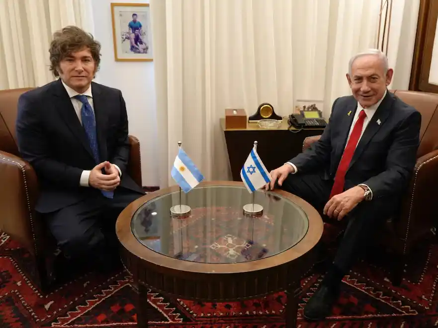 El presidente Javier Milei junto a su par de Israel, Benjamín Netanyahu