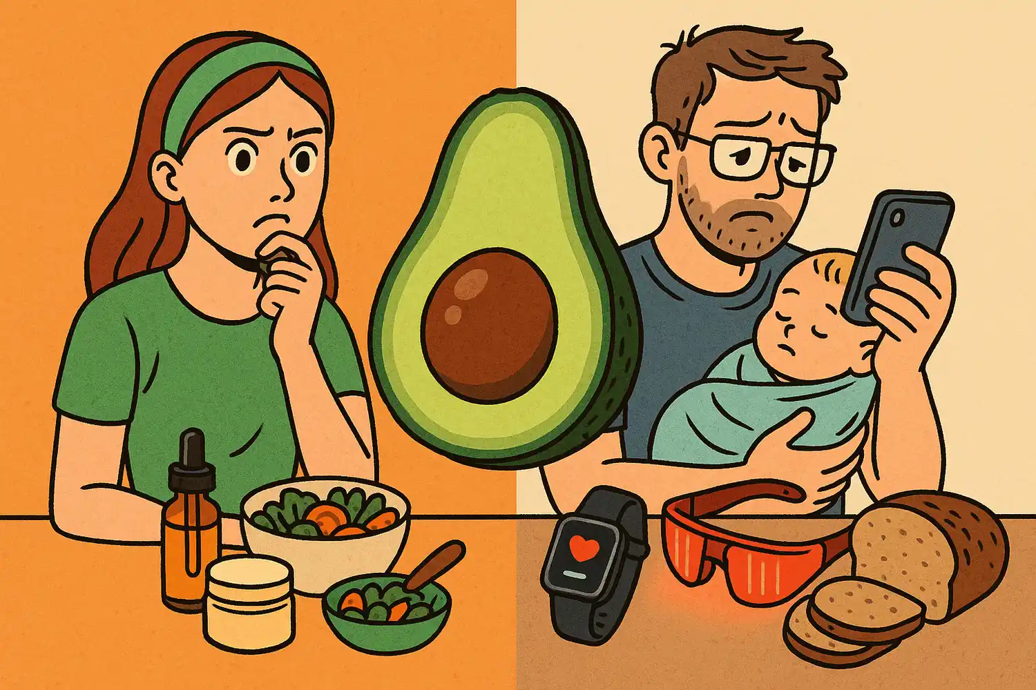 Entre ensaladas, apps y bebés hiperconectados: la obsesión por optimizarlo todo invade la mesa familiar.