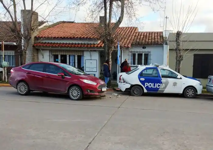Se distrajo con una mascota y chocó un móvil policial