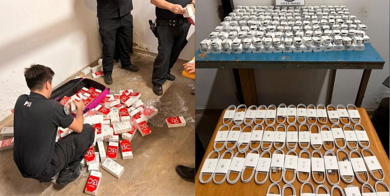 El ahora detenido intentó pasar 500 productos electrónicos sin aval aduanero. Crédito: Policía de Seguridad Aeroportuaria.