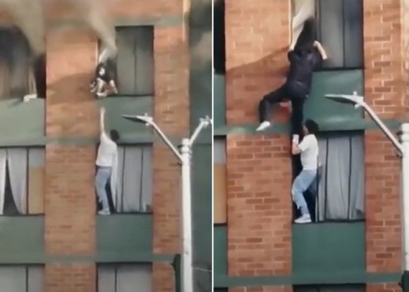 Heroico rescate durante incendio en Bogotá: hombre salvó a mujer y su mascota (+ Video)