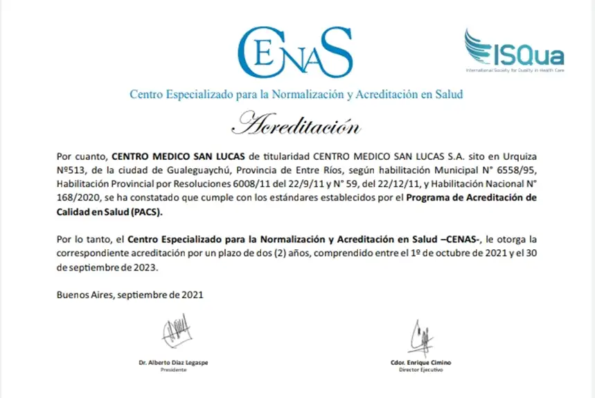 El Centro Médico San Lucas logró la Acreditación de Calidad en Salud