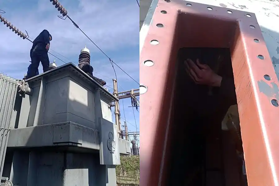 ¡Salí de ahí Maravilla! Robaba cables de un transformador y no quedó "pegado" de milagro