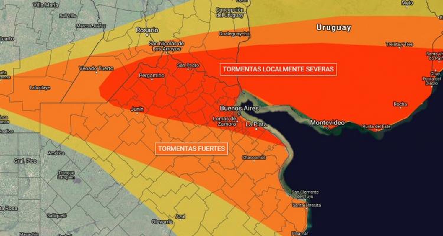 Alerta meteorológica: pronostican “tormentas fuertes” para esta noche