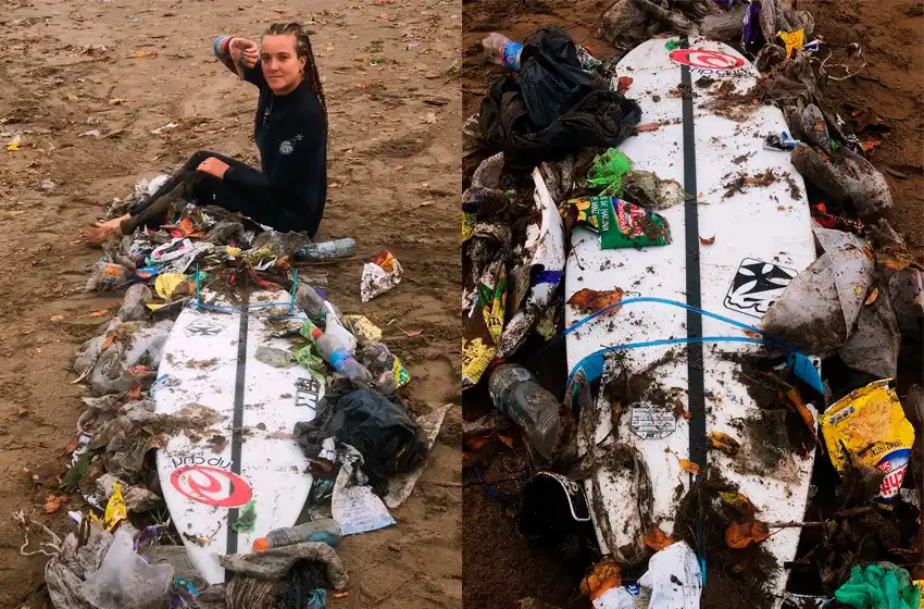 Fue a entrenar a una playa de la zona norte y se encontró con un basural