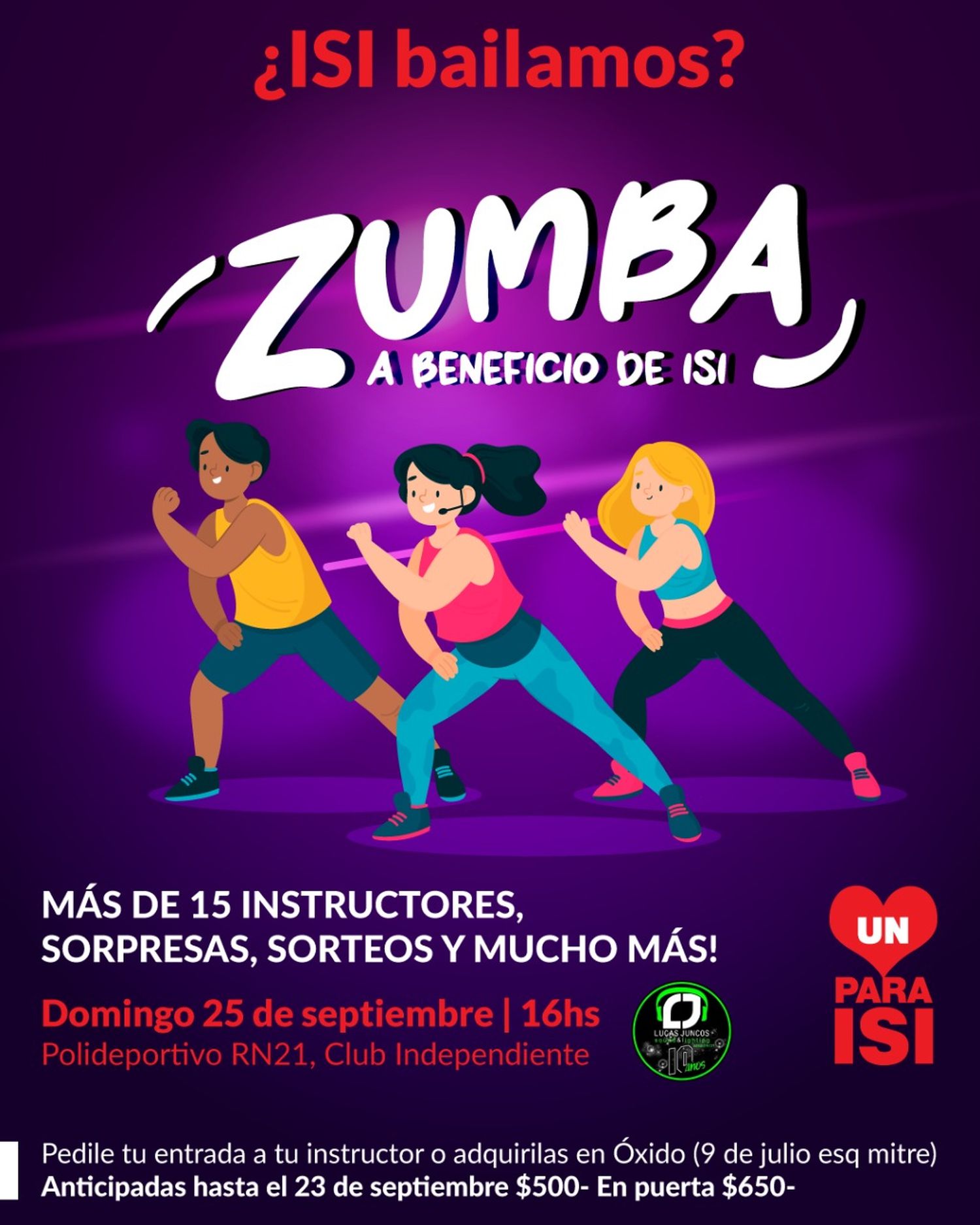Junto con 14 instructores se realizará una clase de Zumba a beneficio de Isi