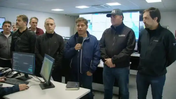 El gobernador Axel Kicillof y su Gabinete en Puente 12. (Captura de video)