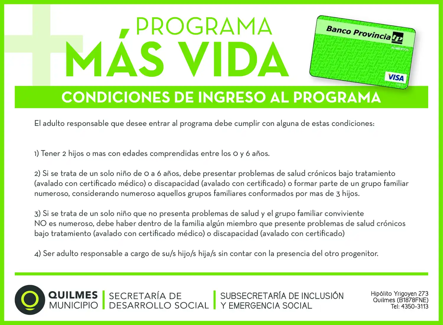 El Municipio de Quilmes continúa con las altas del Programa Plan Más Vida 