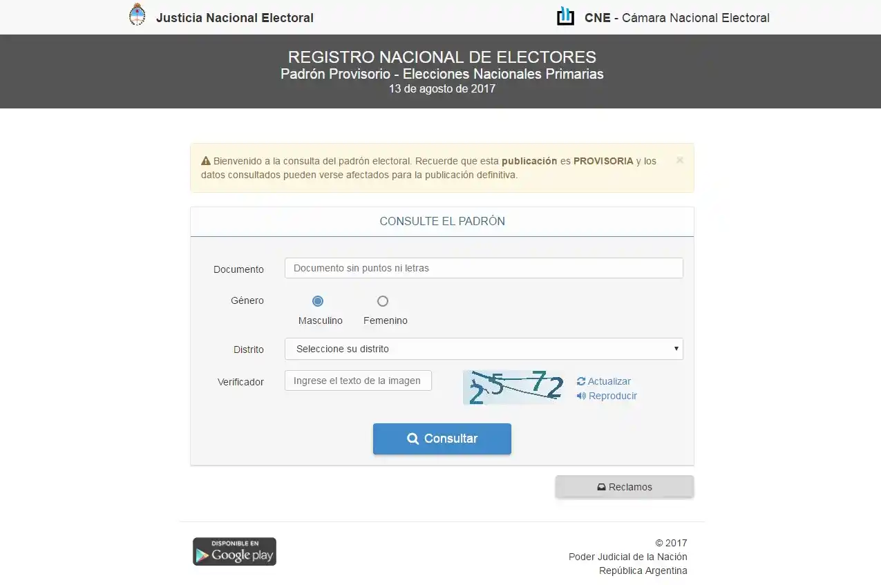 Se publicaron los padrones provisorios de las elecciones