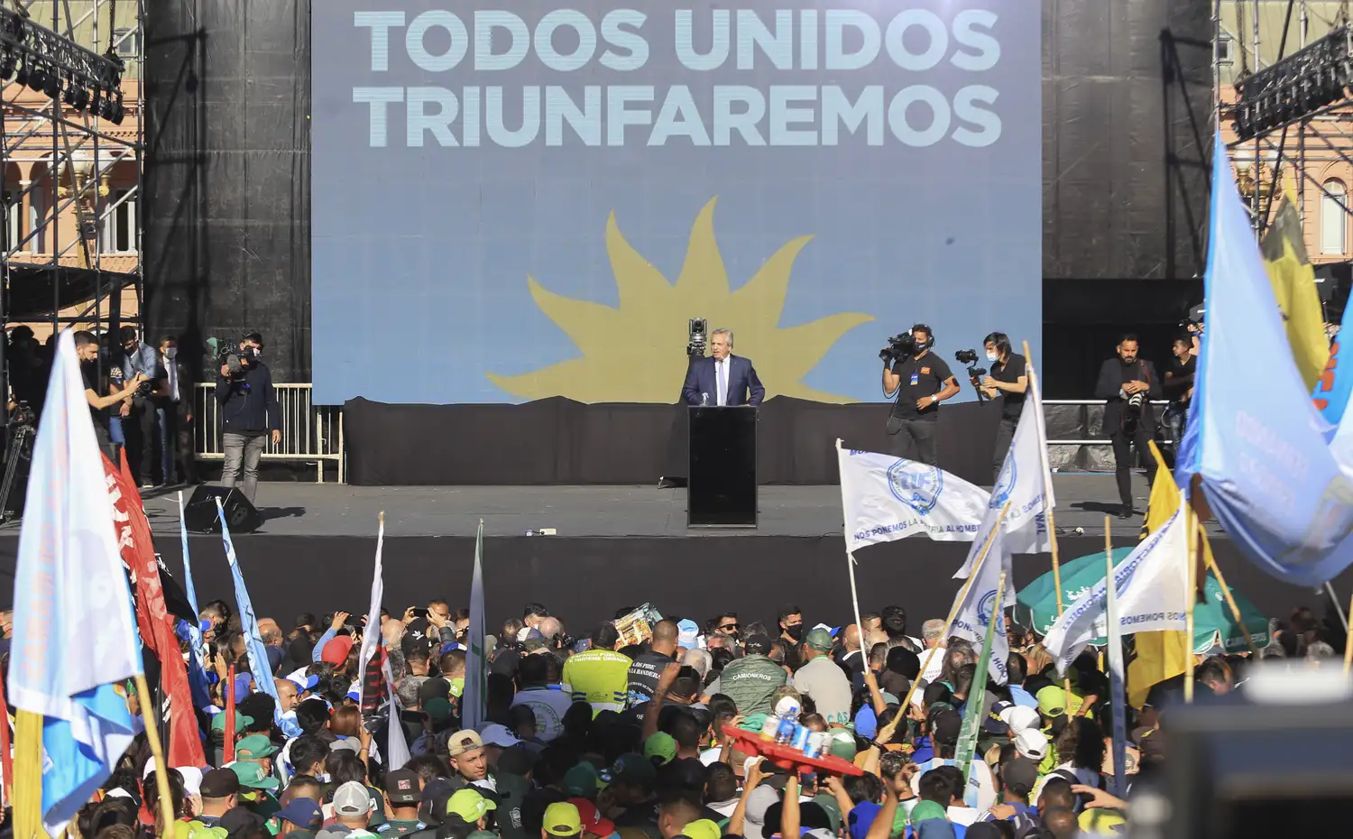 Alberto Fernández fue el único orador en el acto de ayer.