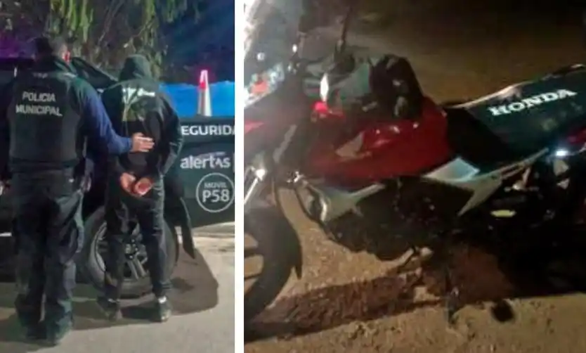 Detienen a dos sujetos acusados de robar una motocicleta