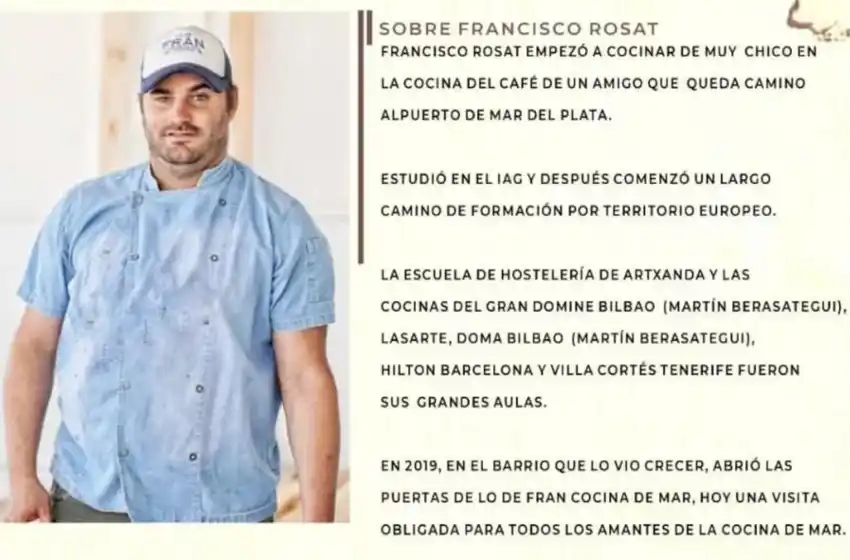 Un cocinero marplatense participará del Mercado Argentino de Productos y Productores Agroalimentarios