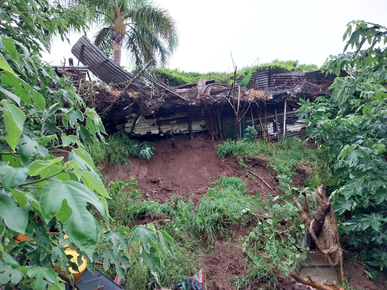 La posibilidad de derrumbe de barranca puso en riesgo a viviendas del barrio.