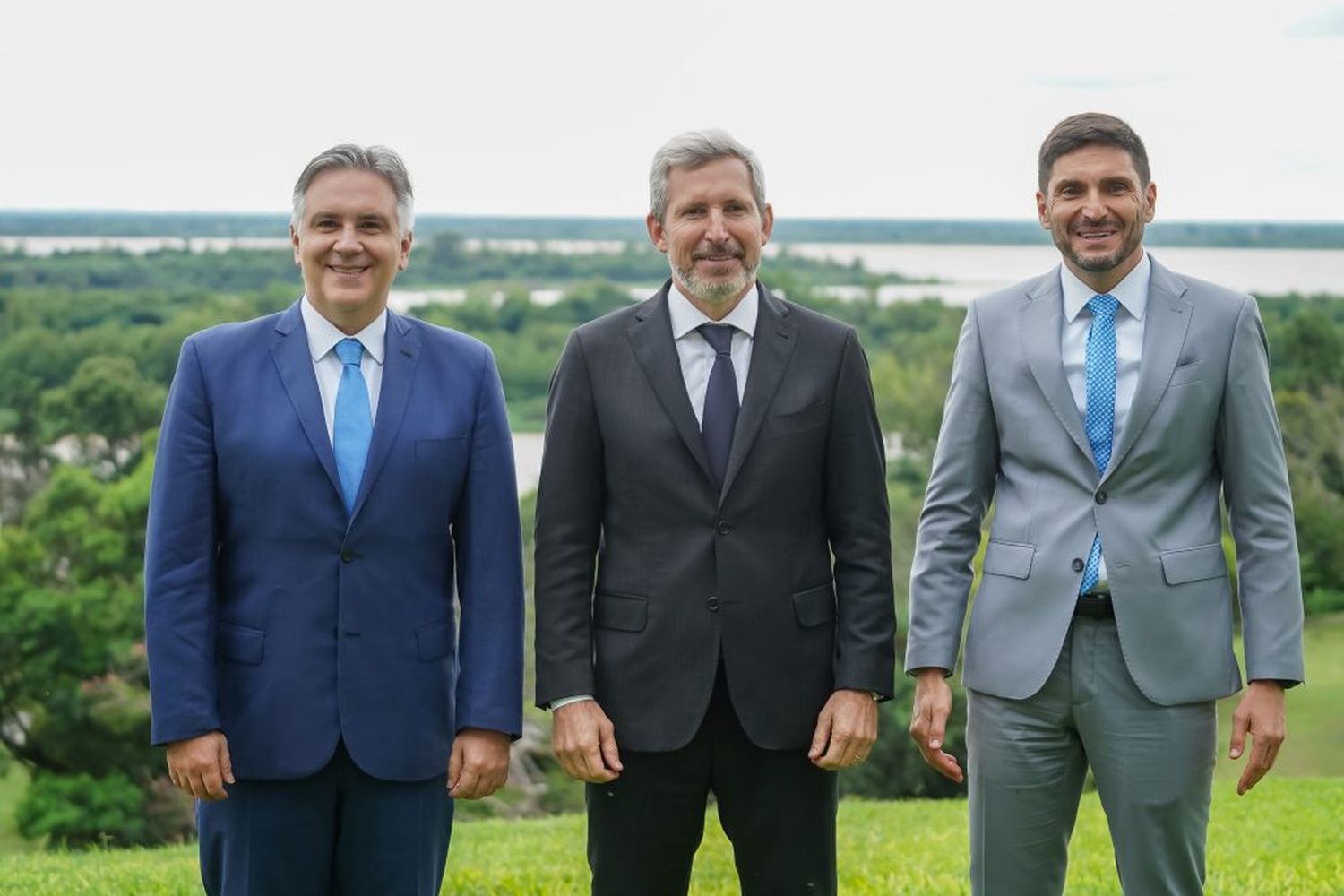 Martín Llaryora, Rogelio Frigerio y Maximiliano Pullaro.