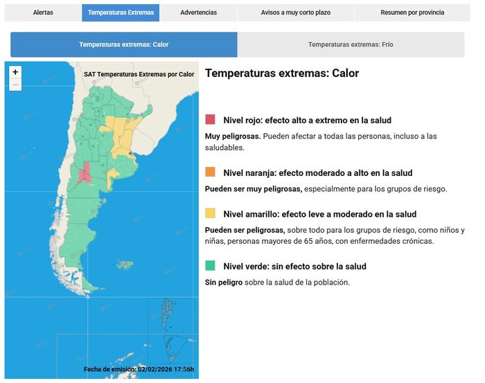 Alerta amarilla por calor extremo
