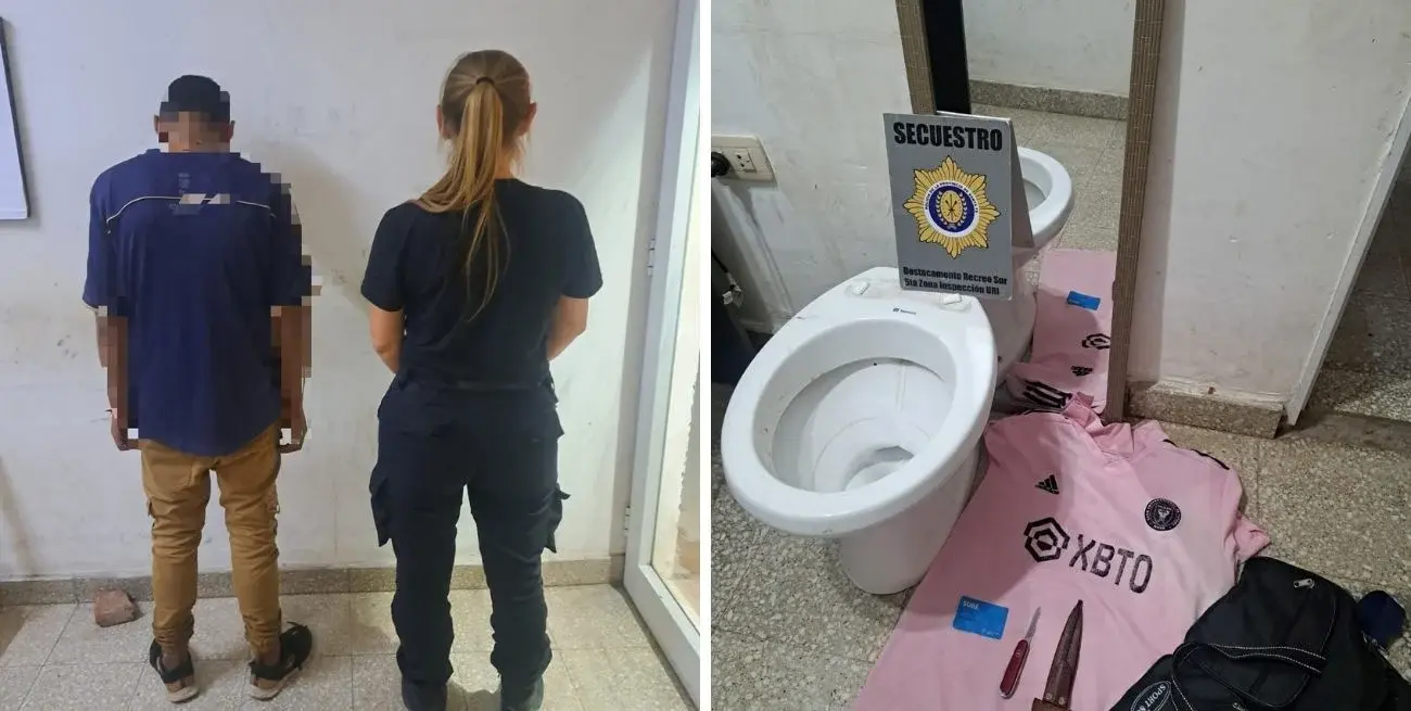 El detenido junto a los elementos que fueron secuestrados.