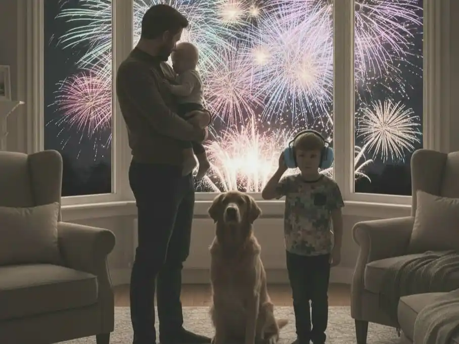 Fuegos artificiales, bebés, Niños con autismo y animales hecha con IA