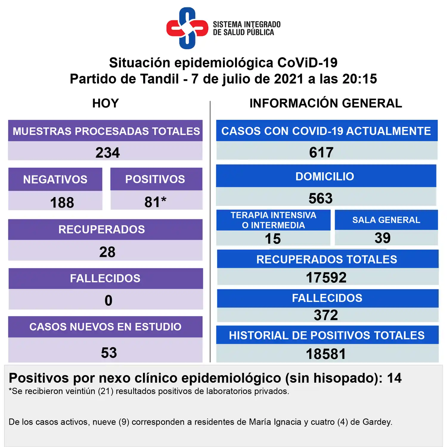 Detectaron 81 nuevos contagios de Covid-19 y los casos activos son 617