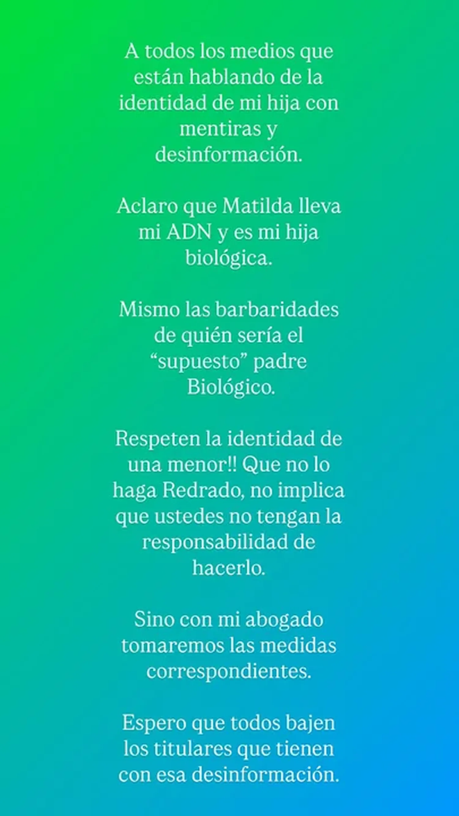 Comunicado de Luli Salazar
