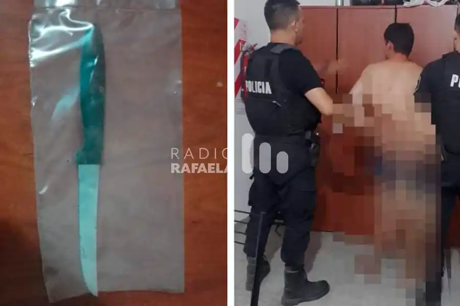 Insólito episodio en Ruta 70: un hombre corría semi desnudo y portando un arma blanca junto a la calzada