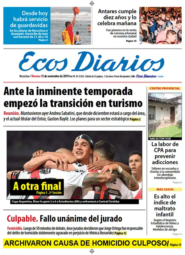 Tapa del 15 de noviembre de 2019