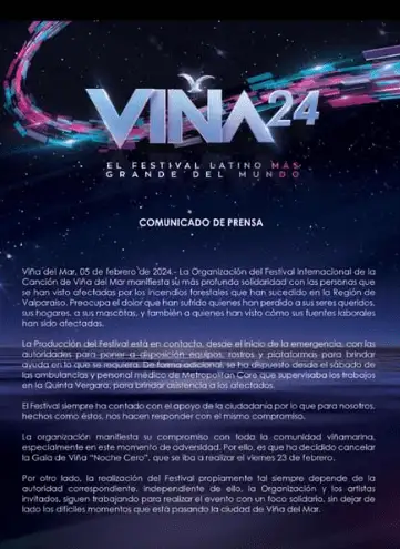 La organización de Viña explicó los motivos. Foto Instagram